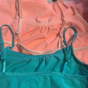 Bundle of 2 girls Cherokee adjustable spaghetti strap tanks cantaloupe & teal